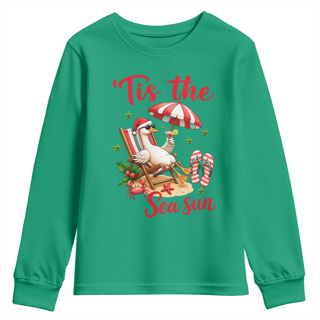 Funny Christmas In July Goose Youth Sweatshirt Tropical Summer Beach Party TS12 Irish Green Print Your Wear