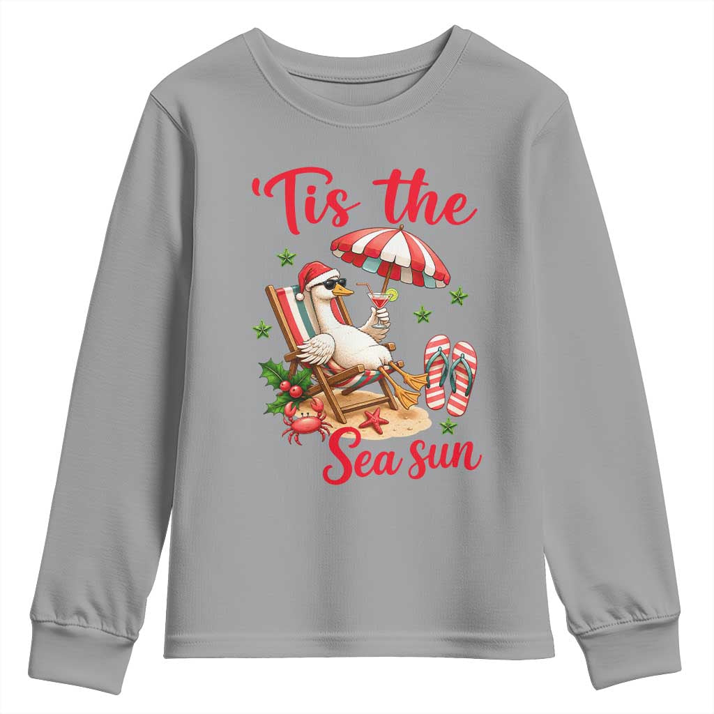 Funny Christmas In July Goose Youth Sweatshirt Tropical Summer Beach Party TS12 Sport Gray Print Your Wear