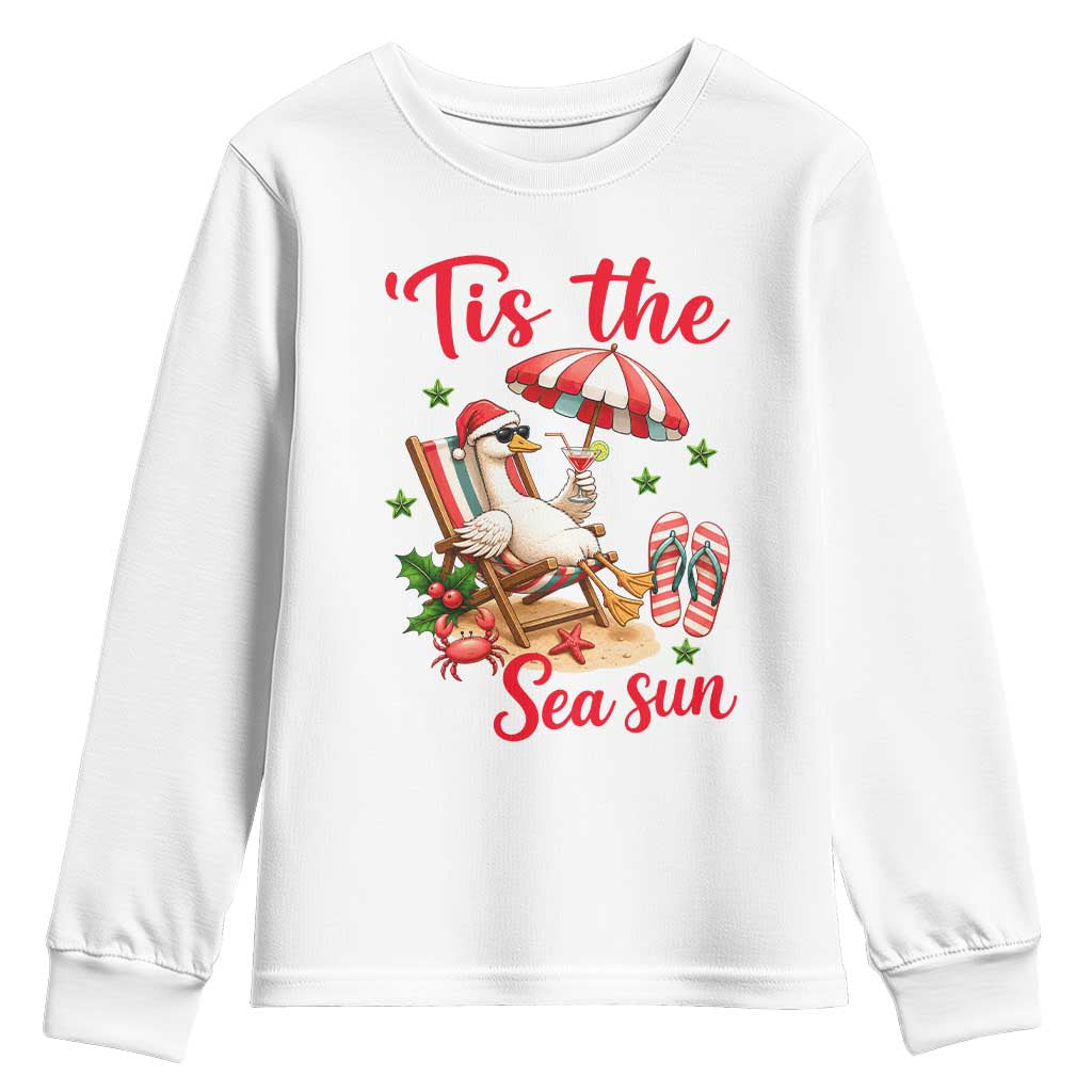 Funny Christmas In July Goose Youth Sweatshirt Tropical Summer Beach Party TS12 White Print Your Wear