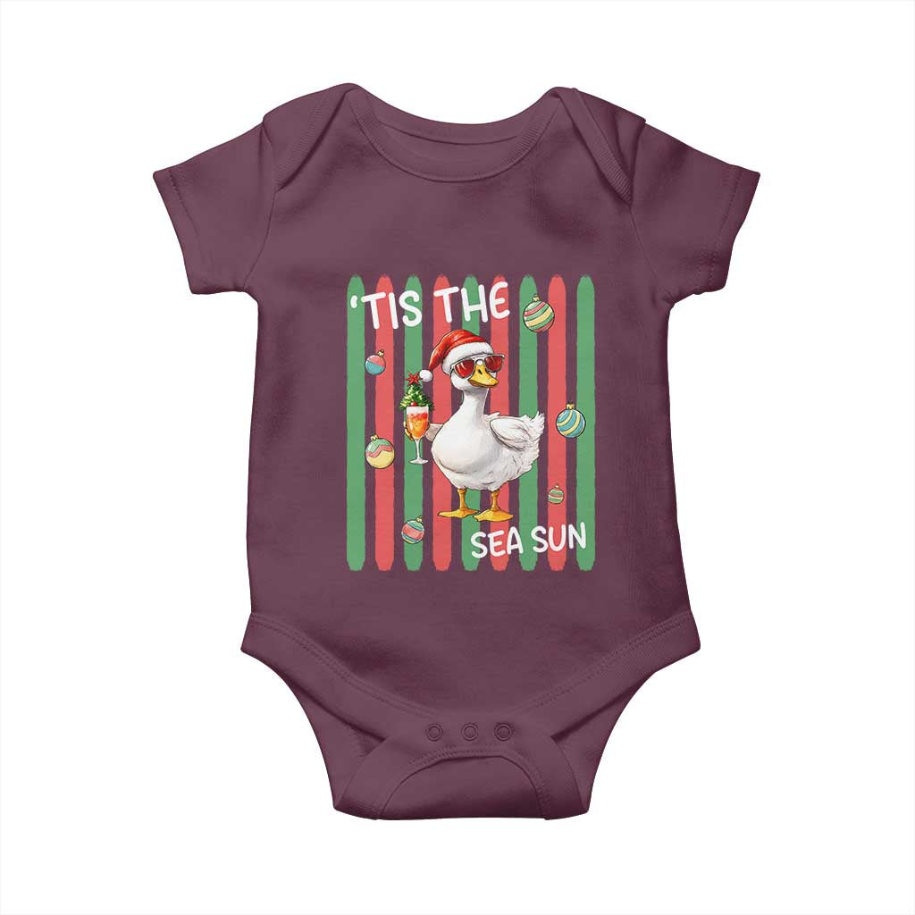 Funny Christmas In July Goose Baby Onesie Tis The Sea Sun TS12 Maroon Print Your Wear