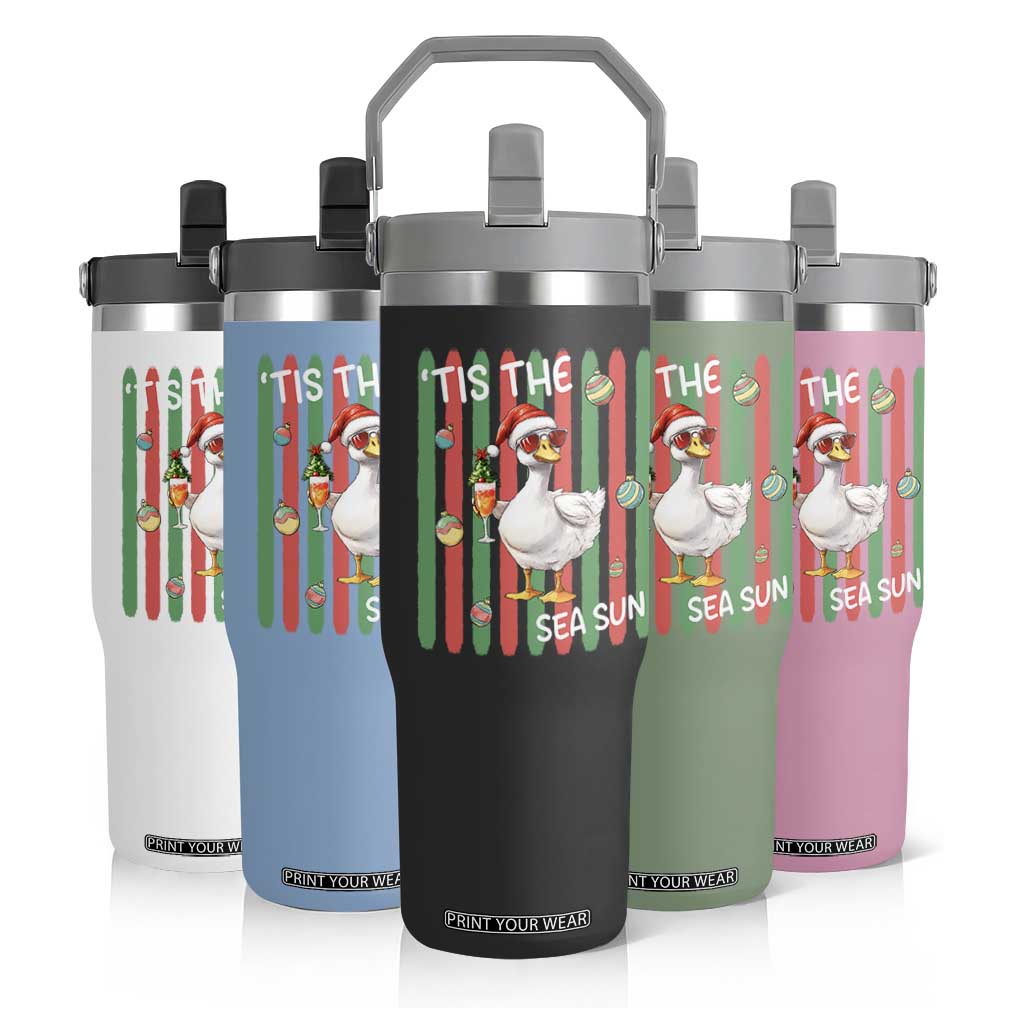 Funny Christmas In July Goose Flip Straw Tumbler Tis The Sea Sun TS12 Print Your Wear