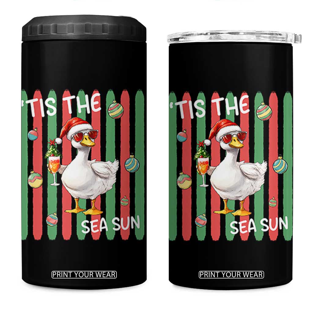 Funny Christmas In July Goose 4 in 1 Can Cooler Tumbler Tis The Sea Sun TS12 One Size: 16 oz Black Print Your Wear