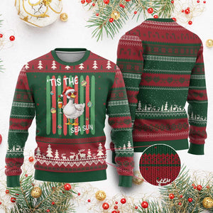 Funny Christmas In July Goose Ugly Christmas Sweater Tis The Sea Sun TS12 Red Green Print Your Wear