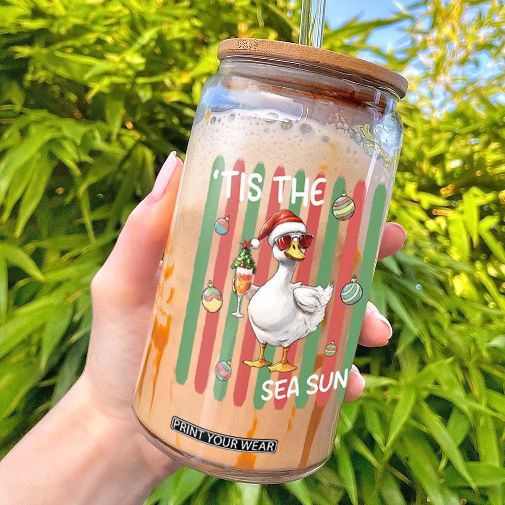 Funny Christmas In July Goose Glass Can Tis The Sea Sun TS12 Black Print Your Wear