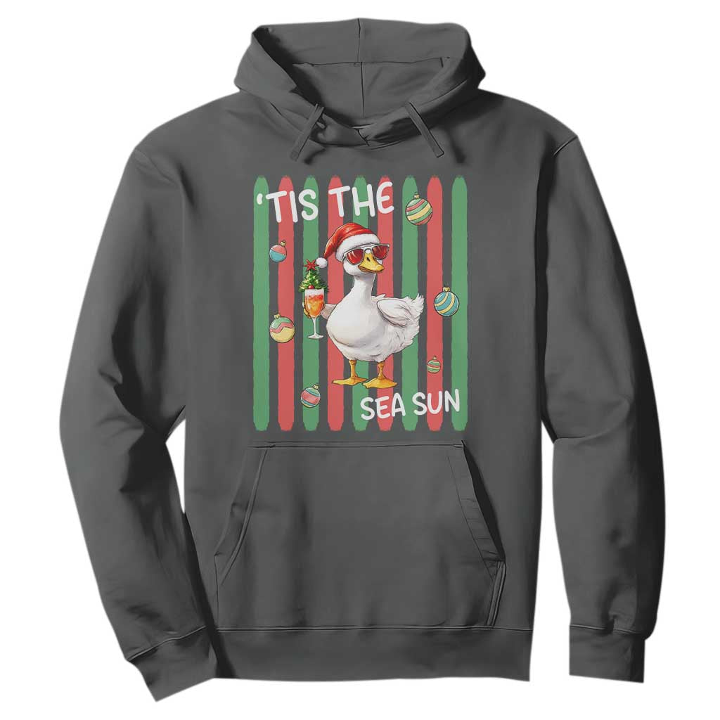 Funny Christmas In July Goose Hoodie Tis The Sea Sun TS12 Dark Heather Print Your Wear