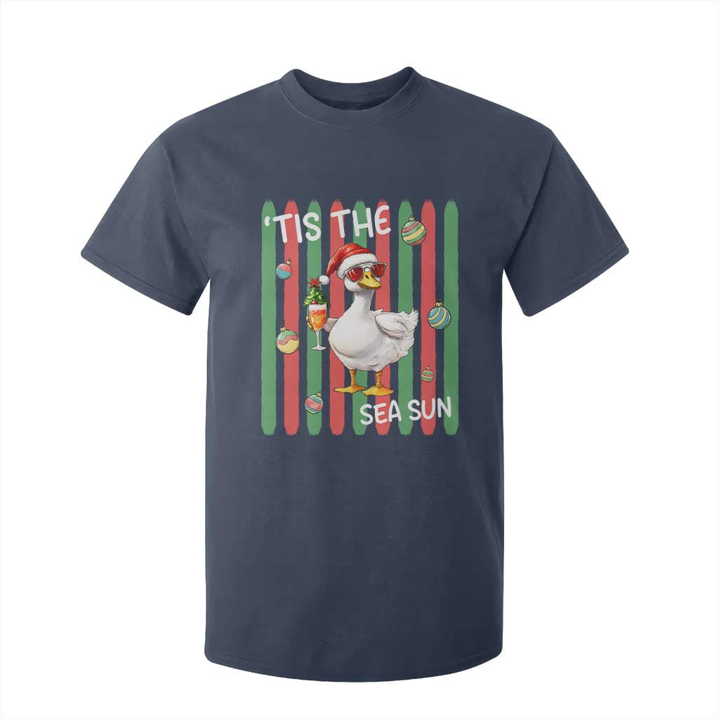 Funny Christmas In July Goose T Shirt For Kid Tis The Sea Sun TS12 Navy Print Your Wear