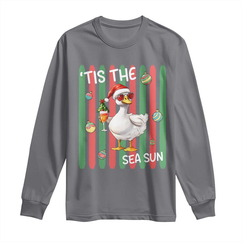 Funny Christmas In July Goose Long Sleeve Shirt Tis The Sea Sun TS12 Charcoal Print Your Wear