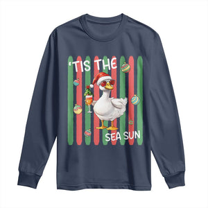 Funny Christmas In July Goose Long Sleeve Shirt Tis The Sea Sun TS12 Navy Print Your Wear