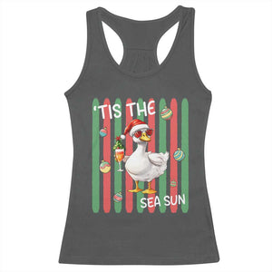 Funny Christmas In July Goose Racerback Tank Top Tis The Sea Sun TS12 Dark Heather Print Your Wear