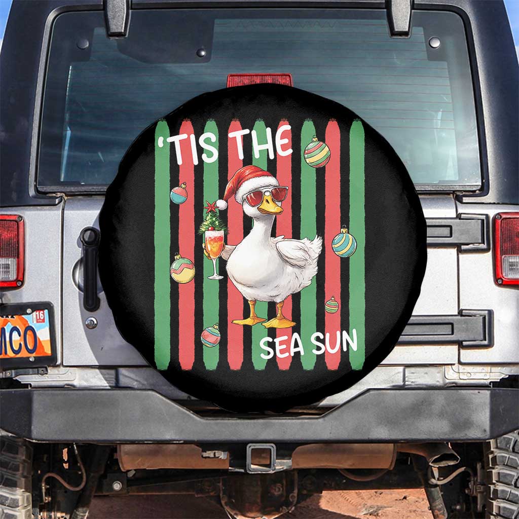 Funny Christmas In July Goose Spare Tire Cover Tis The Sea Sun TS12 No hole Black Print Your Wear