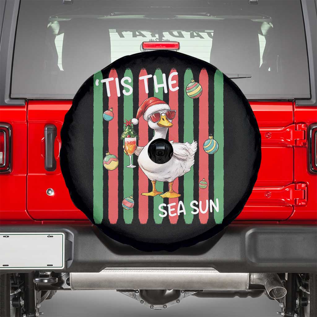 Funny Christmas In July Goose Spare Tire Cover Tis The Sea Sun TS12 Black Print Your Wear