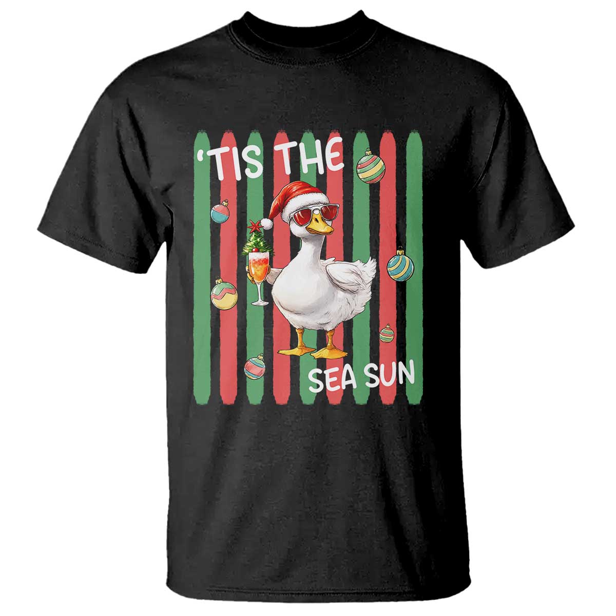 Funny Christmas In July Goose T Shirt Tis The Sea Sun TS12 Black Print Your Wear
