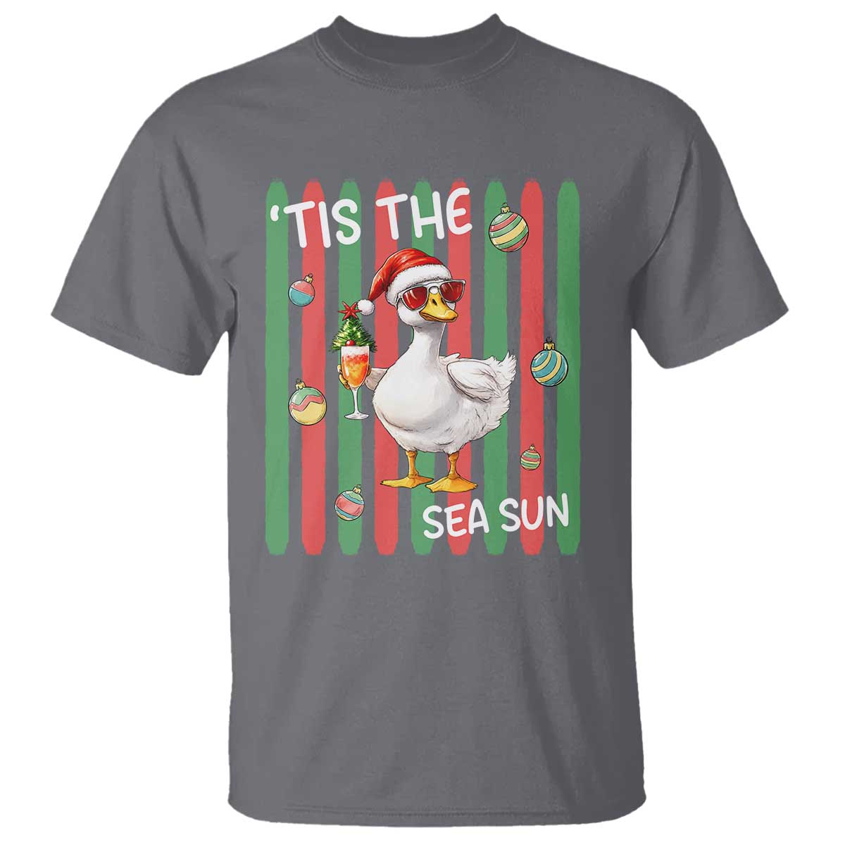 Funny Christmas In July Goose T Shirt Tis The Sea Sun TS12 Charcoal Print Your Wear