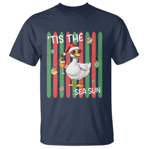 Funny Christmas In July Goose T Shirt Tis The Sea Sun TS12 Navy Print Your Wear