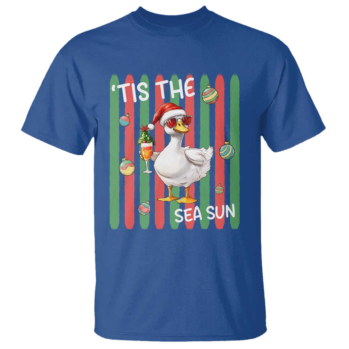 Funny Christmas In July Goose T Shirt Tis The Sea Sun TS12 Royal Blue Print Your Wear