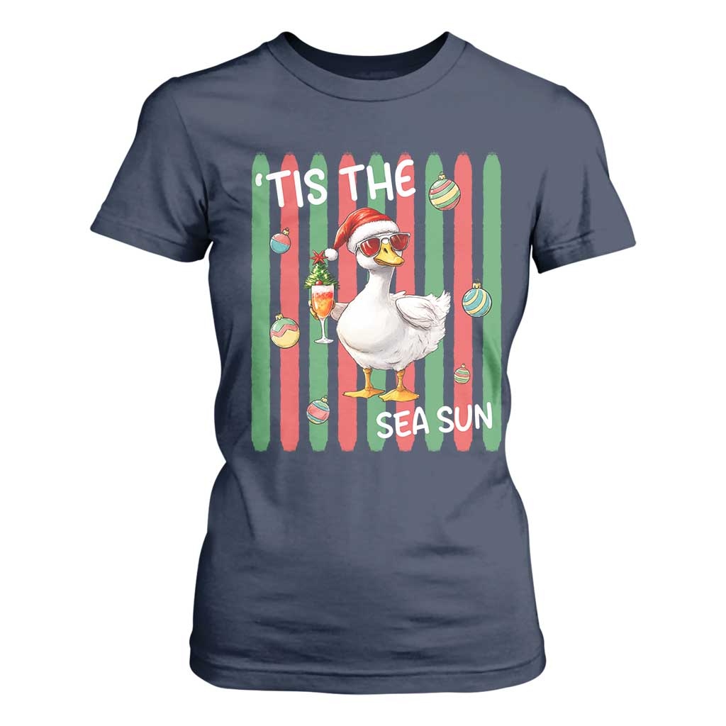 Funny Christmas In July Goose T Shirt For Women Tis The Sea Sun TS12 Navy Print Your Wear