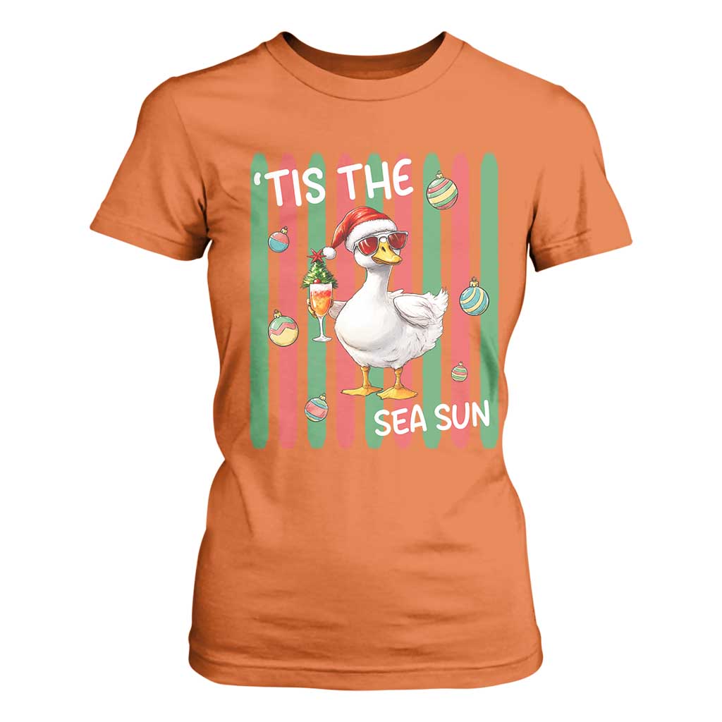 Funny Christmas In July Goose T Shirt For Women Tis The Sea Sun TS12 Orange Print Your Wear