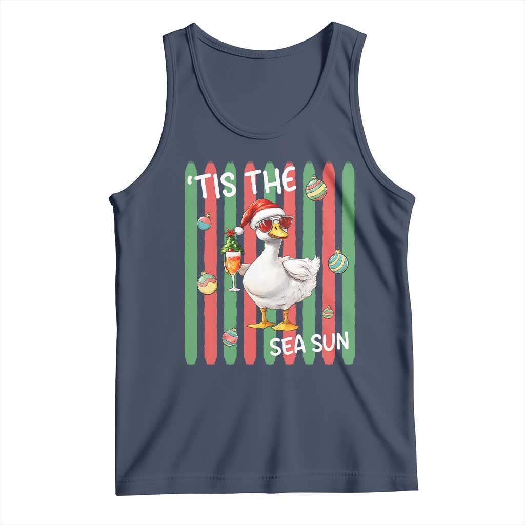 Funny Christmas In July Goose Tank Top Tis The Sea Sun TS12 Navy Print Your Wear