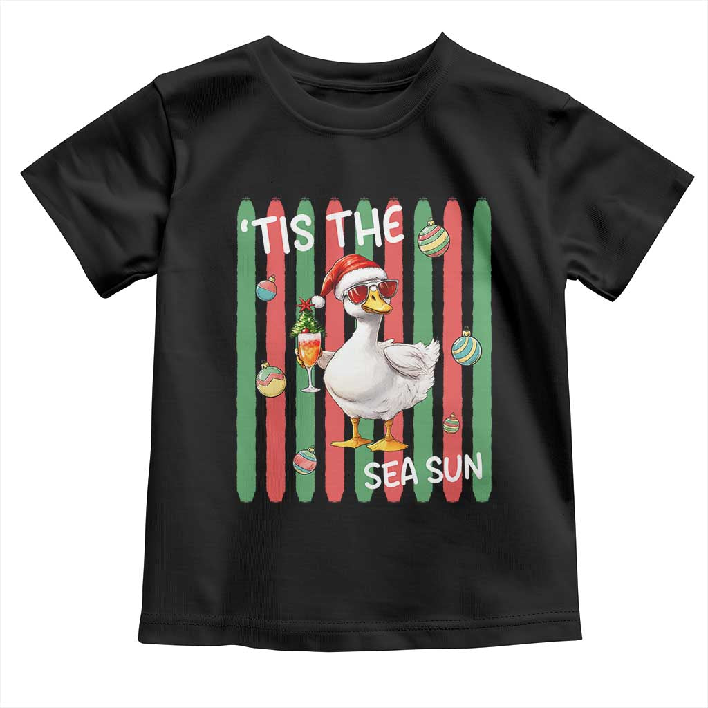 Funny Christmas In July Goose Toddler T Shirt Tis The Sea Sun TS12 Black Print Your Wear