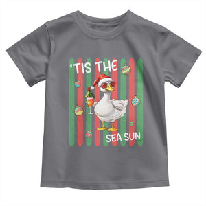 Funny Christmas In July Goose Toddler T Shirt Tis The Sea Sun TS12 Charcoal Print Your Wear