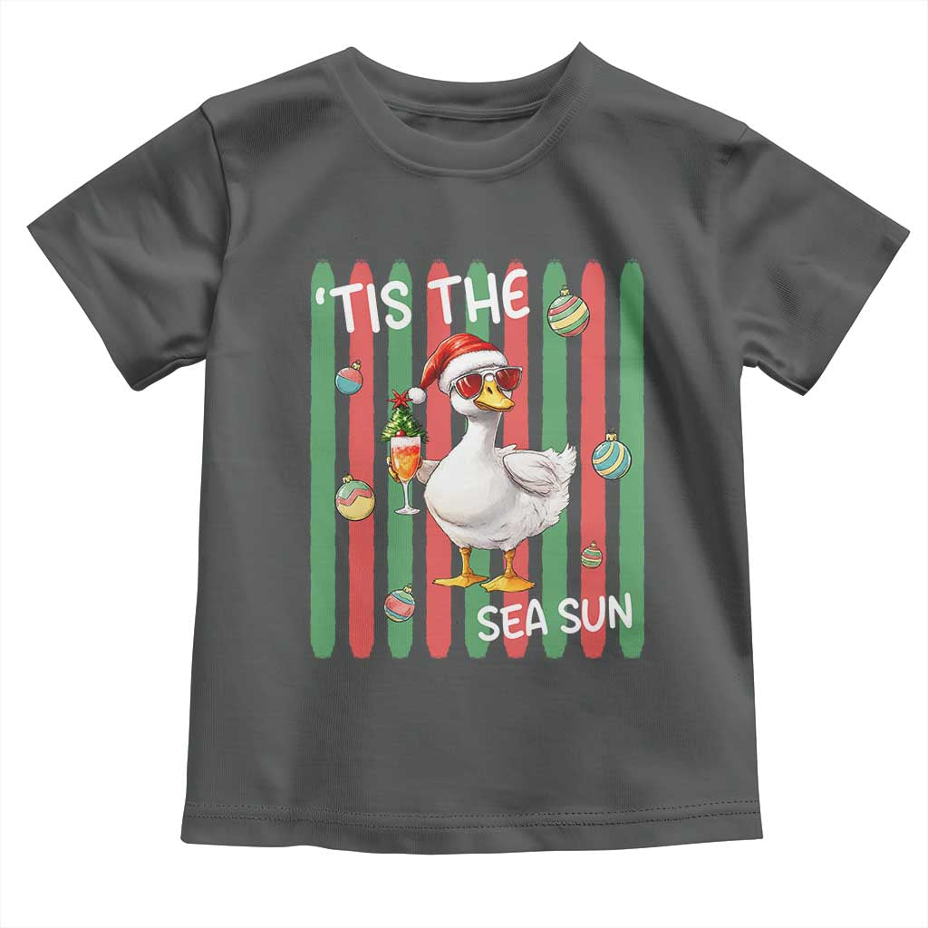 Funny Christmas In July Goose Toddler T Shirt Tis The Sea Sun TS12 Dark Heather Print Your Wear