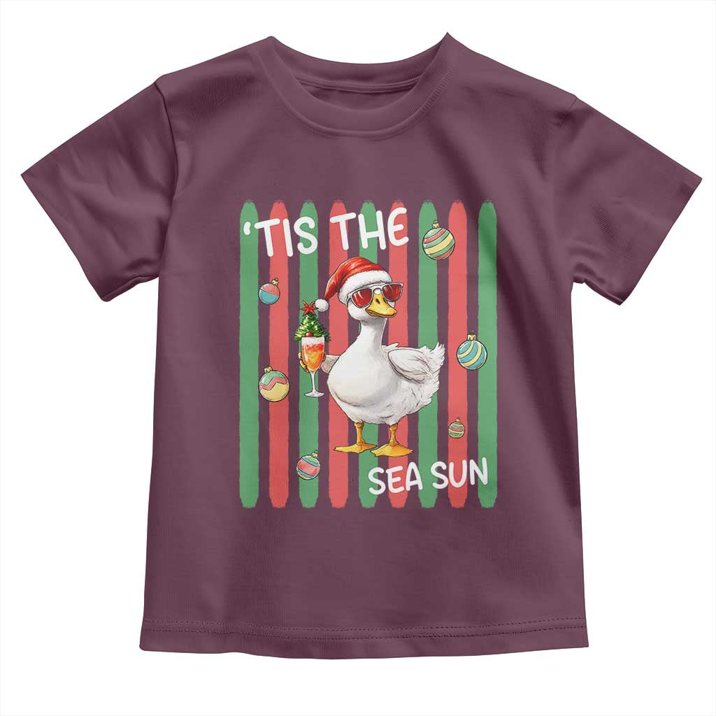 Funny Christmas In July Goose Toddler T Shirt Tis The Sea Sun TS12 Maroon Print Your Wear