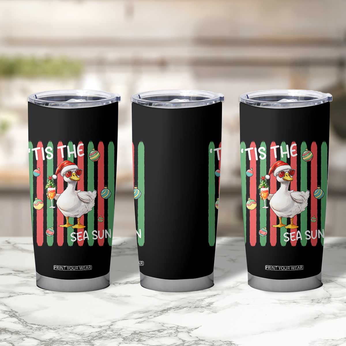 Funny Christmas In July Goose Tumbler Cup Tis The Sea Sun TS12 Print Your Wear