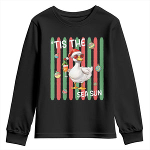 Funny Christmas In July Goose Youth Sweatshirt Tis The Sea Sun TS12 Black Print Your Wear
