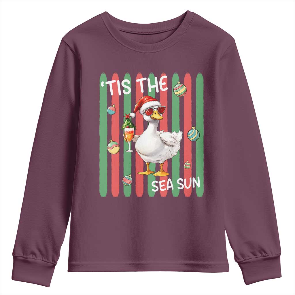 Funny Christmas In July Goose Youth Sweatshirt Tis The Sea Sun TS12 Maroon Print Your Wear
