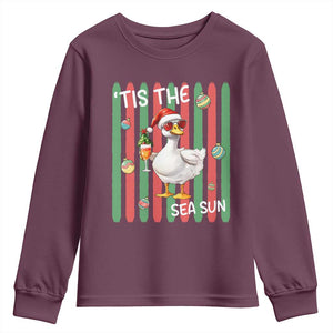 Funny Christmas In July Goose Youth Sweatshirt Tis The Sea Sun TS12 Maroon Print Your Wear