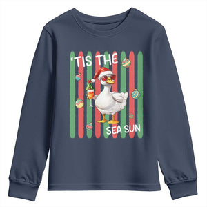 Funny Christmas In July Goose Youth Sweatshirt Tis The Sea Sun TS12 Navy Print Your Wear
