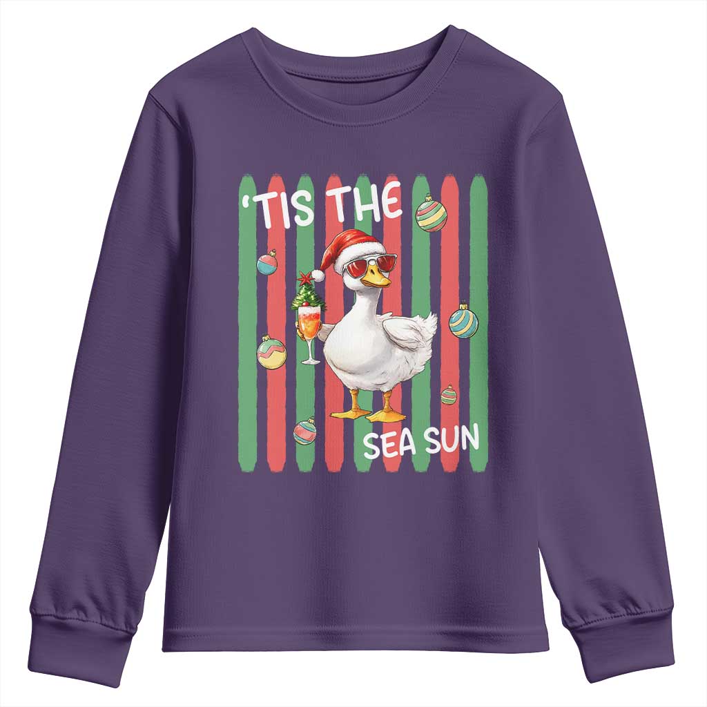 Funny Christmas In July Goose Youth Sweatshirt Tis The Sea Sun TS12 Purple Print Your Wear