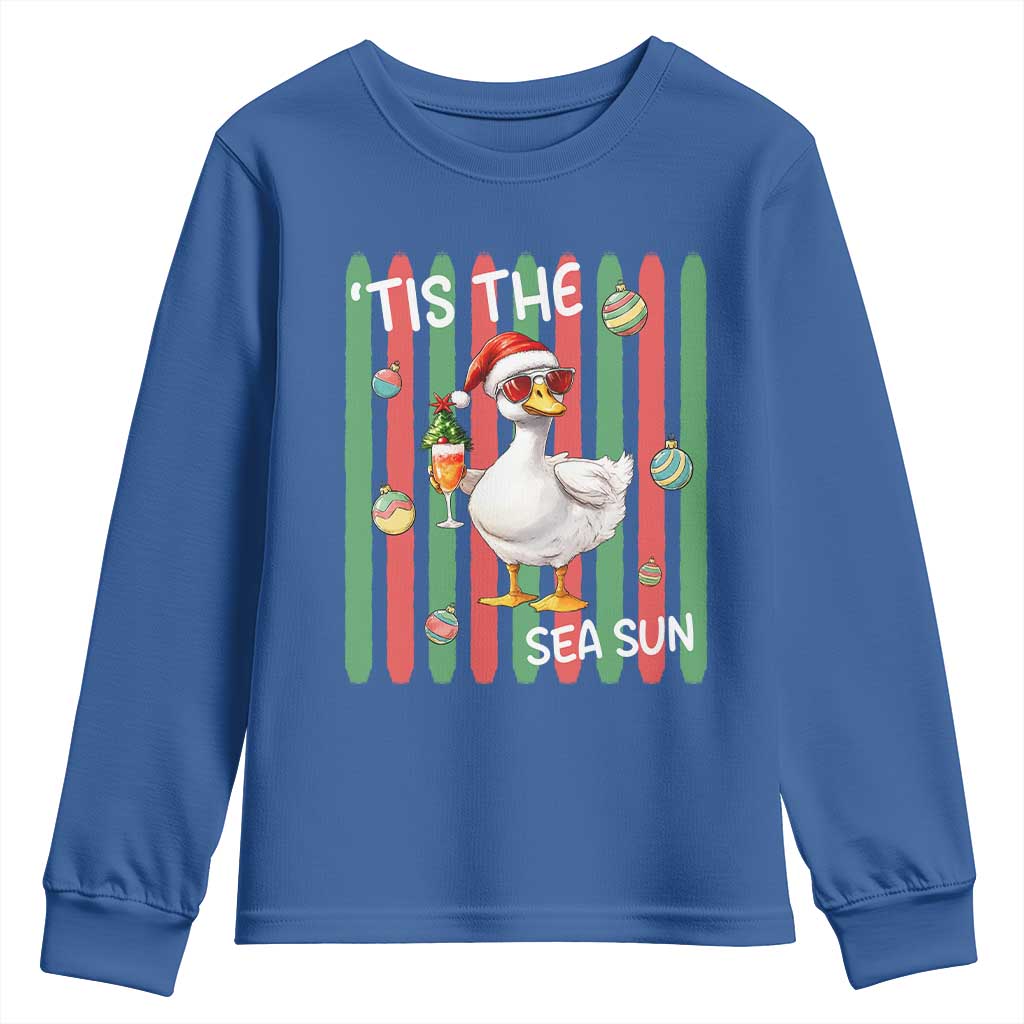 Funny Christmas In July Goose Youth Sweatshirt Tis The Sea Sun TS12 Royal Blue Print Your Wear
