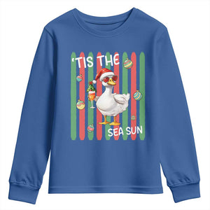 Funny Christmas In July Goose Youth Sweatshirt Tis The Sea Sun TS12 Royal Blue Print Your Wear
