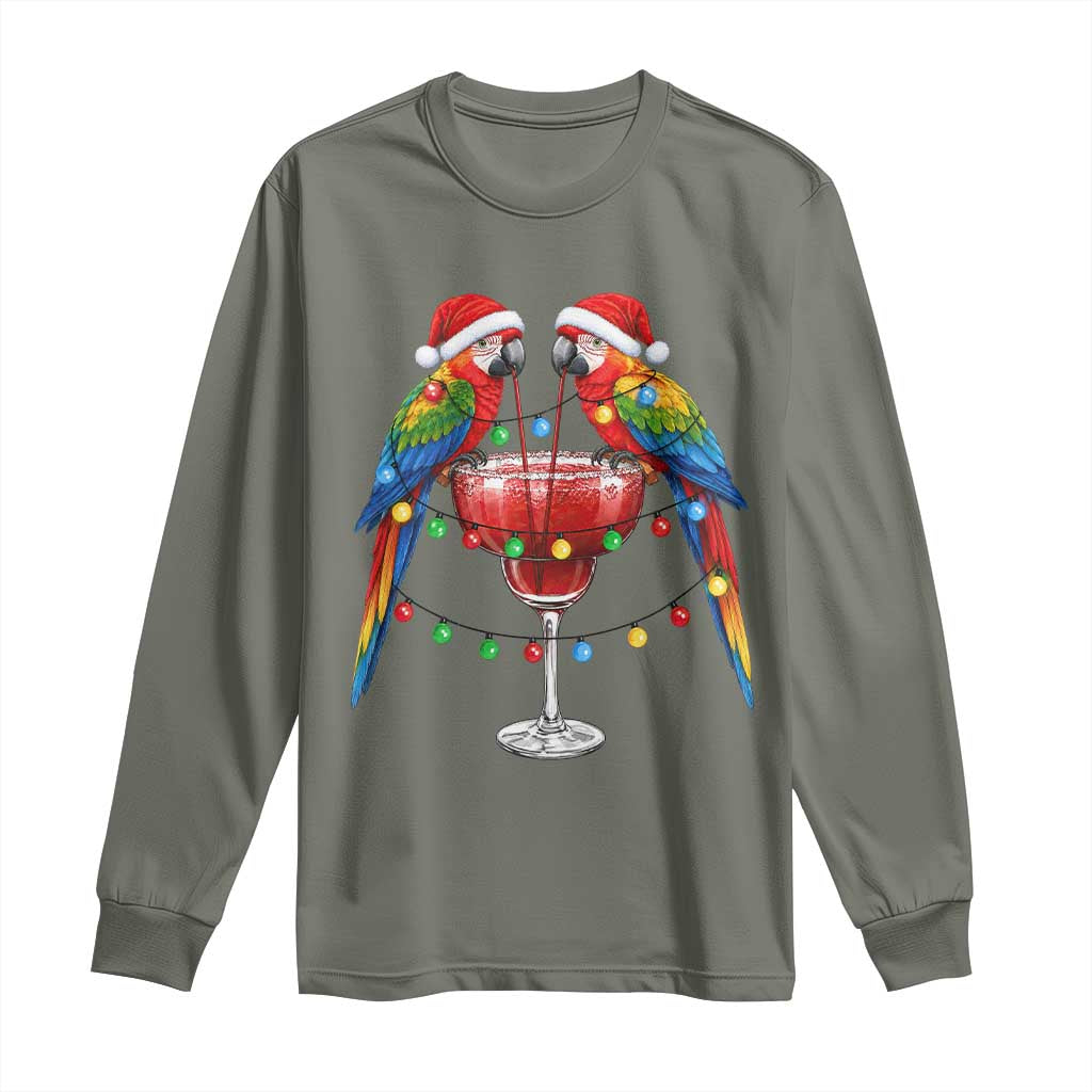 Christmas In July Parrots Long Sleeve Shirt Summer Beach Party Gift TS12 Military Green Print Your Wear