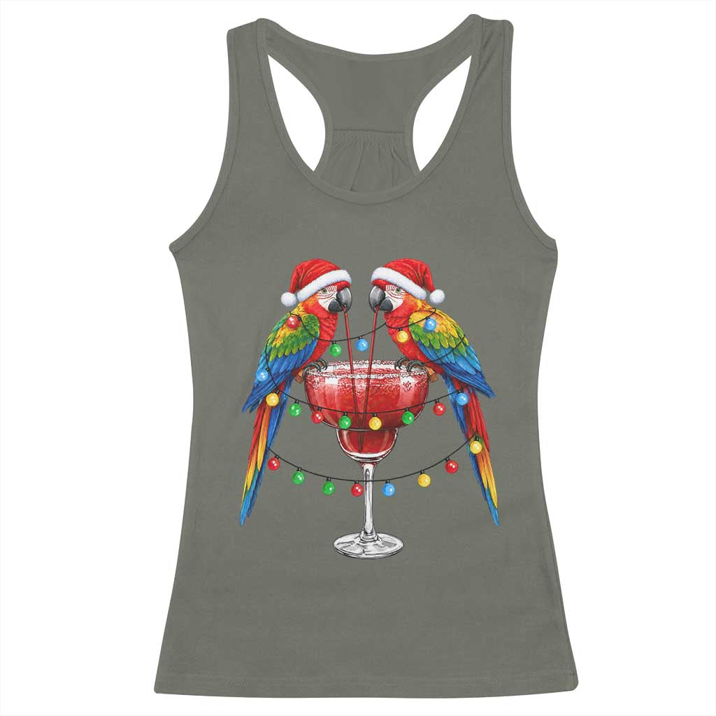 Christmas In July Parrots Racerback Tank Top Summer Beach Party Gift TS12 Military Green Print Your Wear