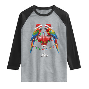 Christmas In July Parrots Raglan Shirt Summer Beach Party Gift TS12 Heather Gray Black Print Your Wear