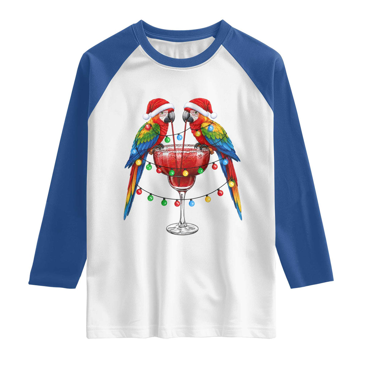 Christmas In July Parrots Raglan Shirt Summer Beach Party Gift TS12 White Royal Print Your Wear