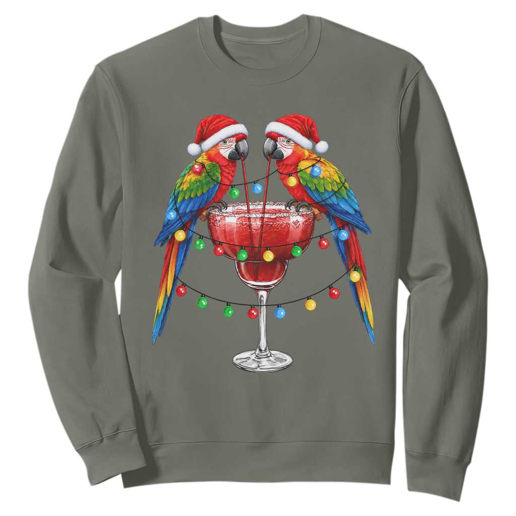 Christmas In July Parrots Sweatshirt Summer Beach Party Gift TS12 Military Green Print Your Wear