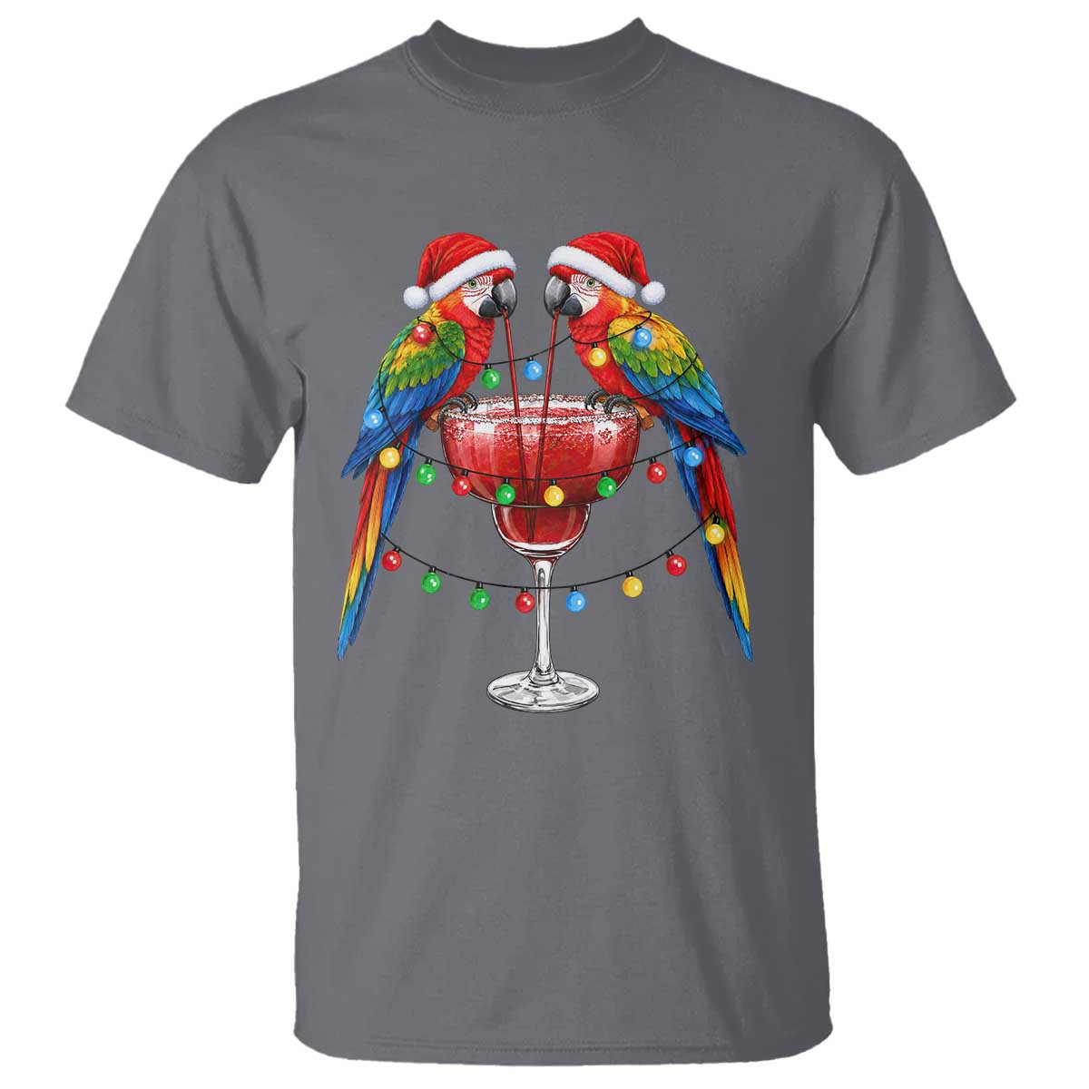 Christmas In July Parrots T Shirt Summer Beach Party Gift TS12 Charcoal Print Your Wear