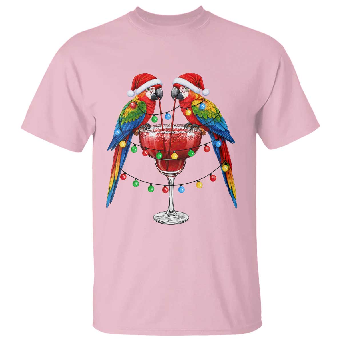 Christmas In July Parrots T Shirt Summer Beach Party Gift TS12 Light Pink Print Your Wear