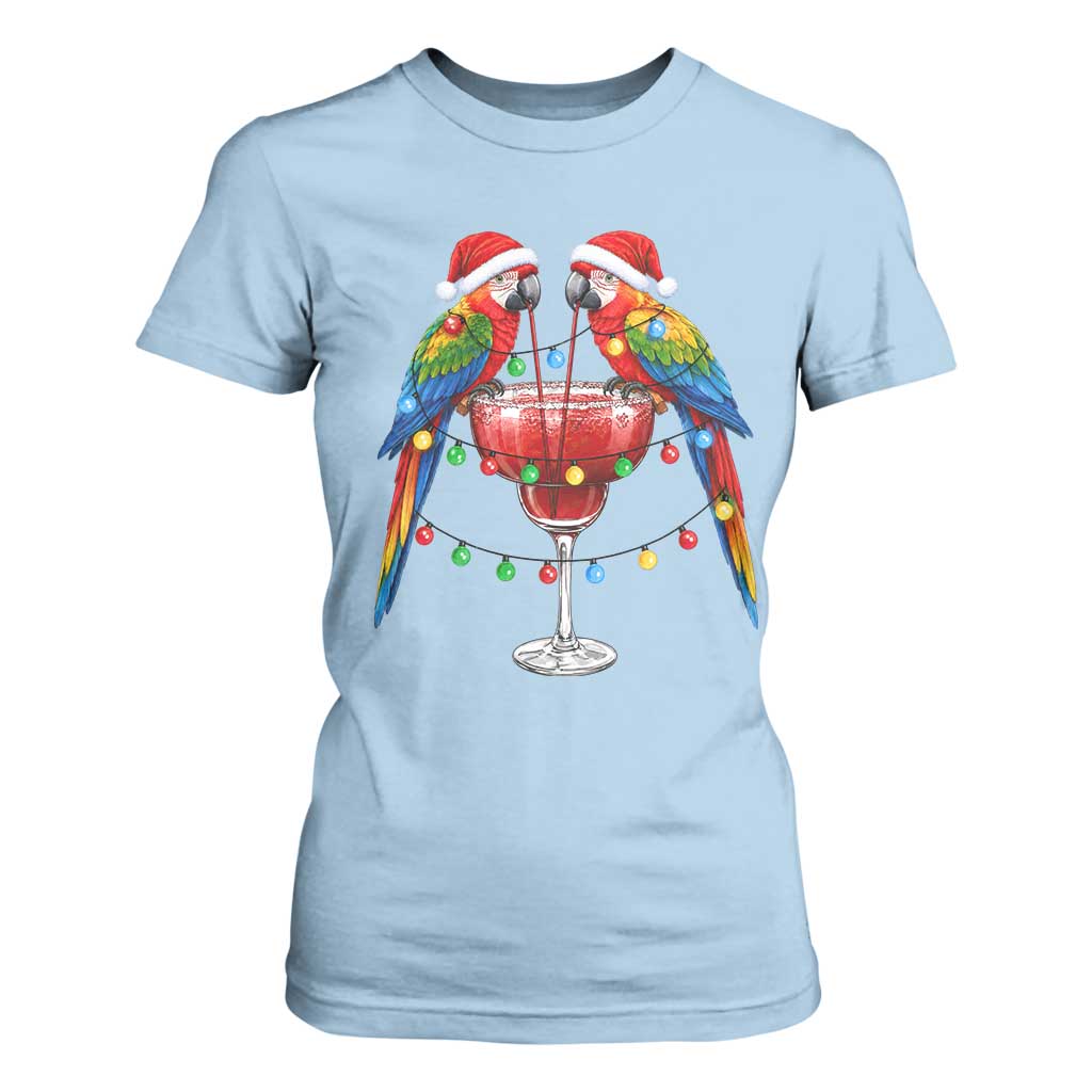 Christmas In July Parrots T Shirt For Women Summer Beach Party Gift TS12 Light Blue Print Your Wear