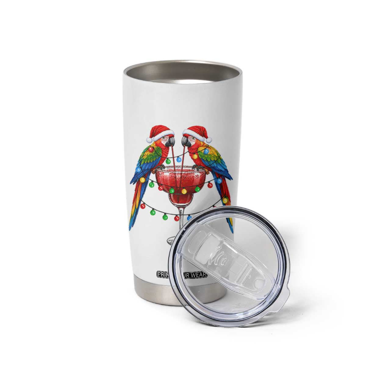 Christmas In July Parrots Tumbler Cup Summer Beach Party Gift TS12 Print Your Wear