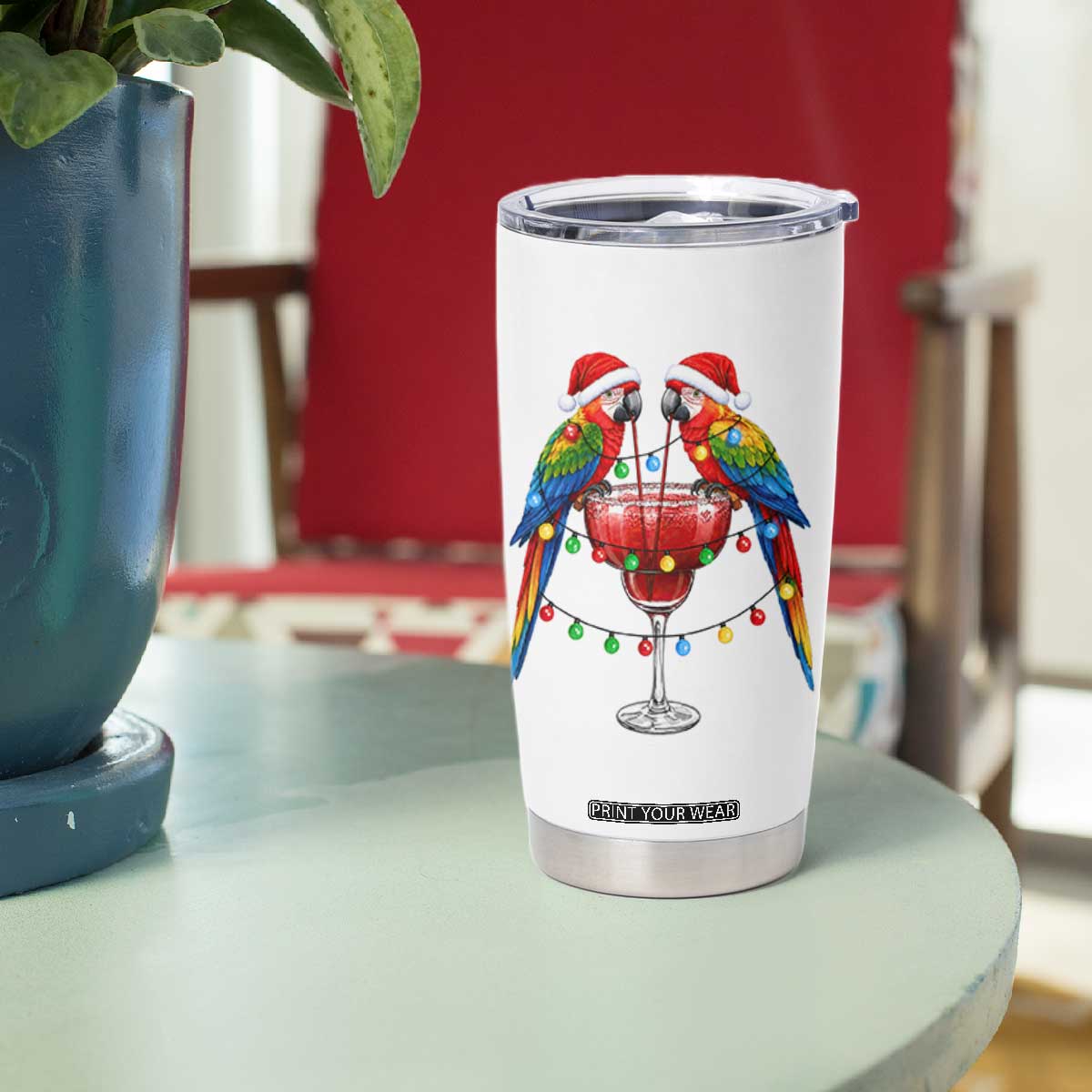 Christmas In July Parrots Tumbler Cup Summer Beach Party Gift TS12 Print Your Wear