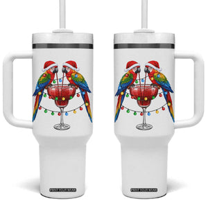 Christmas In July Parrots Tumbler With Handle Summer Beach Party Gift
