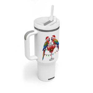 Christmas In July Parrots Tumbler With Handle Summer Beach Party Gift