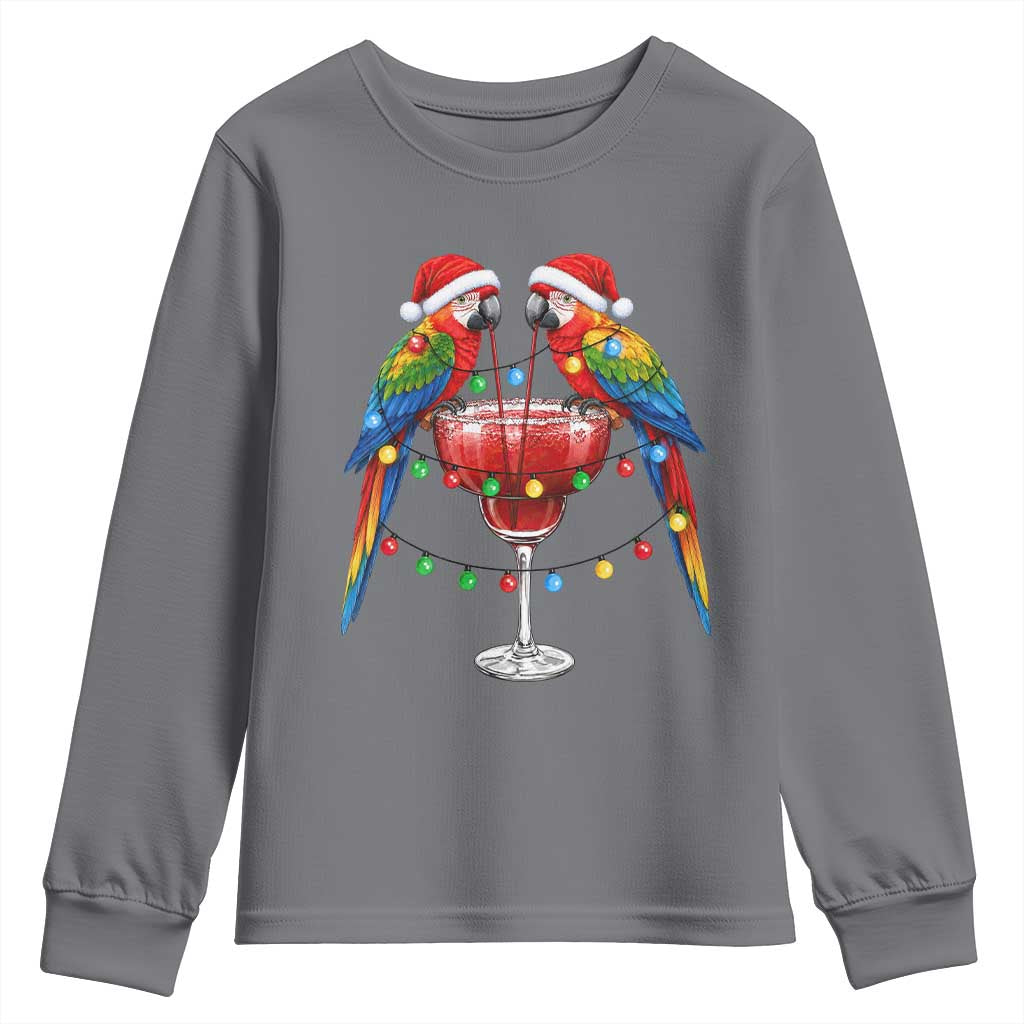 Christmas In July Parrots Youth Sweatshirt Summer Beach Party Gift TS12 Charcoal Print Your Wear