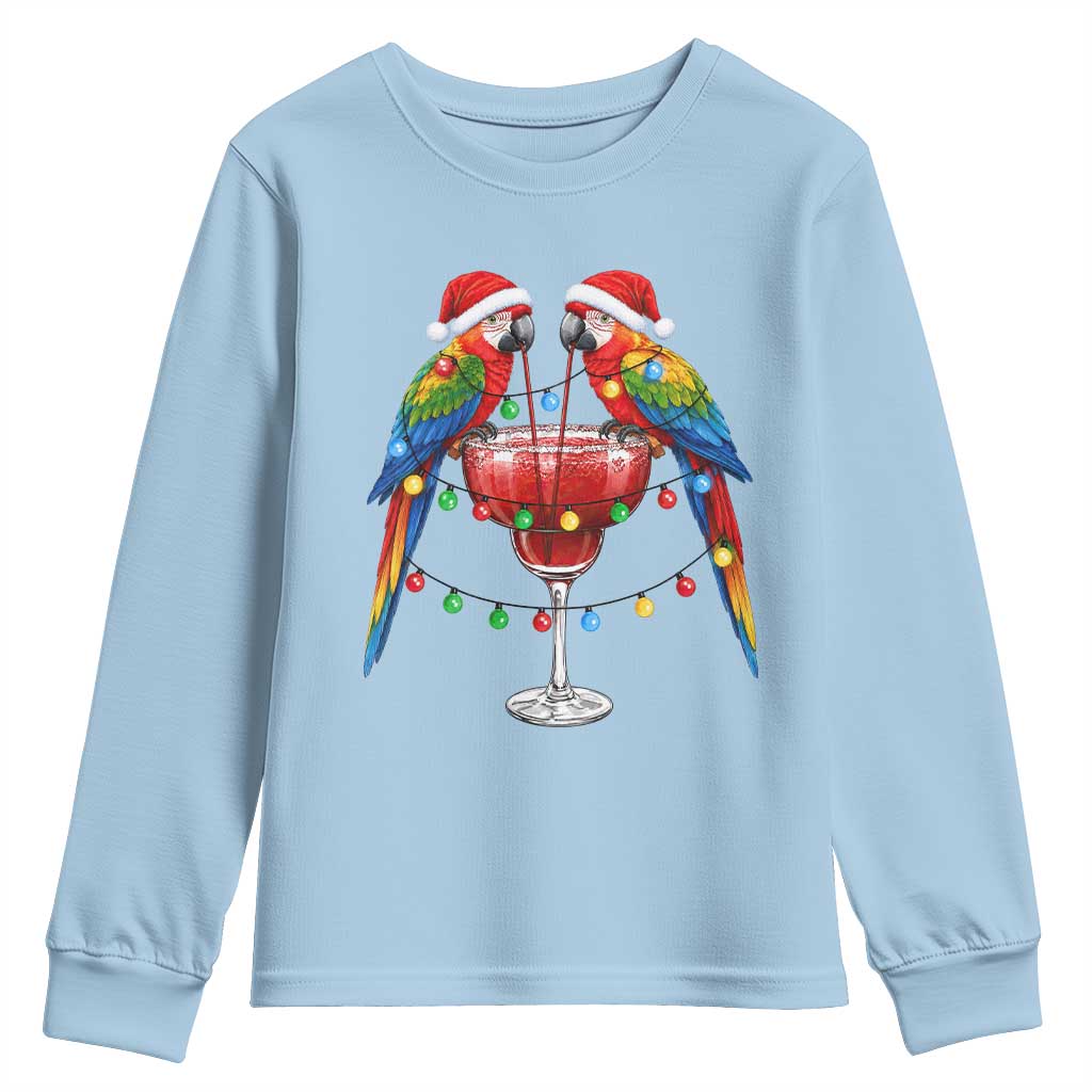 Christmas In July Parrots Youth Sweatshirt Summer Beach Party Gift TS12 Light Blue Print Your Wear