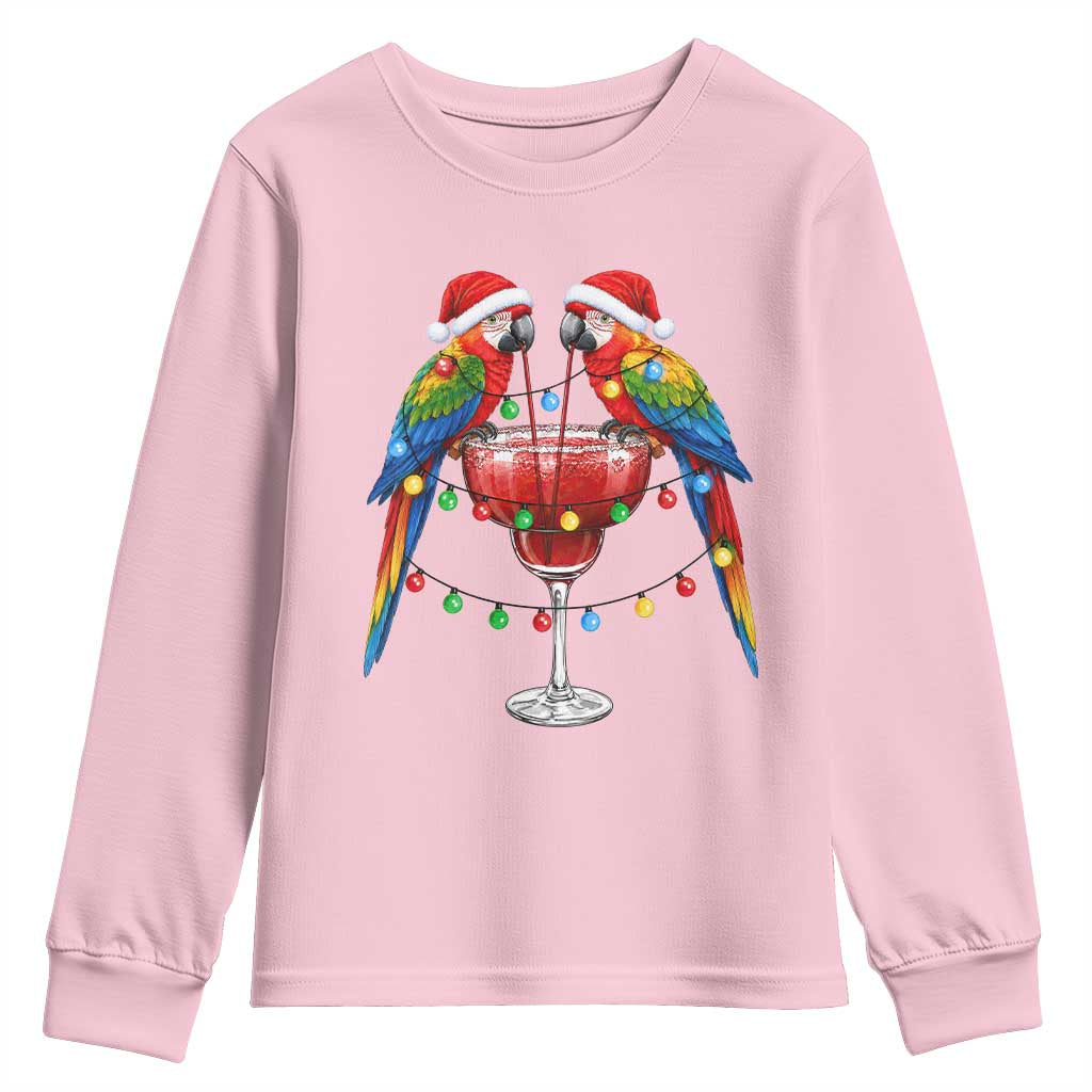 Christmas In July Parrots Youth Sweatshirt Summer Beach Party Gift TS12 Light Pink Print Your Wear