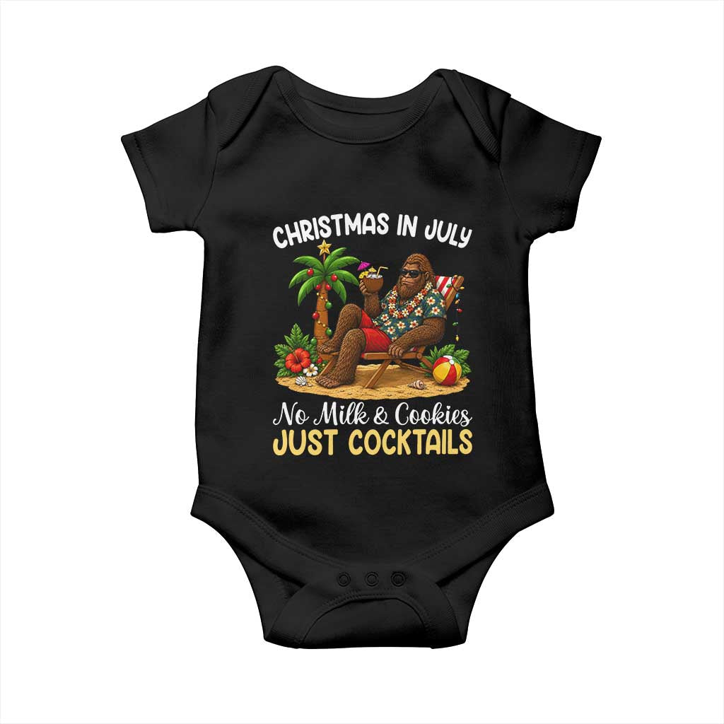 Funny Christmas In July Bigfoot Baby Onesie No Milk And Cookies Just Cocktails TS12 Black Print Your Wear
